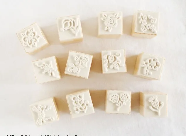 12 шт./компл. Ассорти Ретро винтажный цветочный узор деревянный резиновый альбом