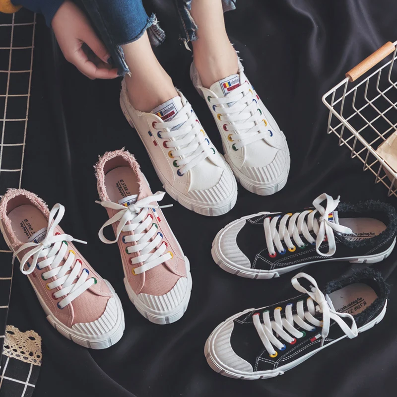 Женская белая парусиновая Обувь На Шнуровке однотонные кроссовки Zapatillas Deportivas Mujer