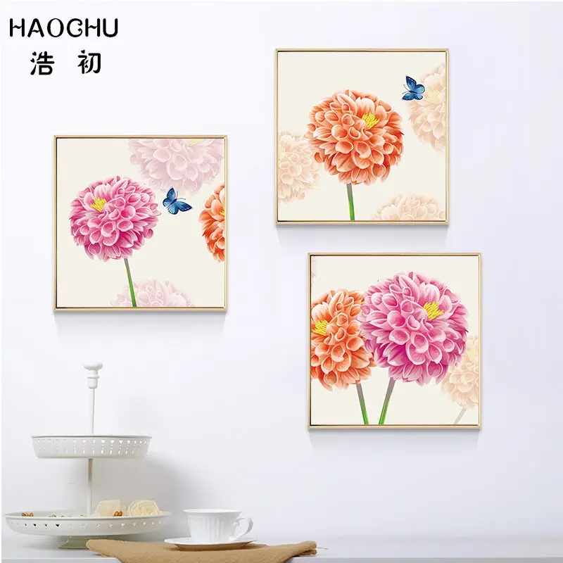 HAOCHU Chinese hydrangea flower still life canvas painting wall art decoration poster picture home decor | Дом и сад