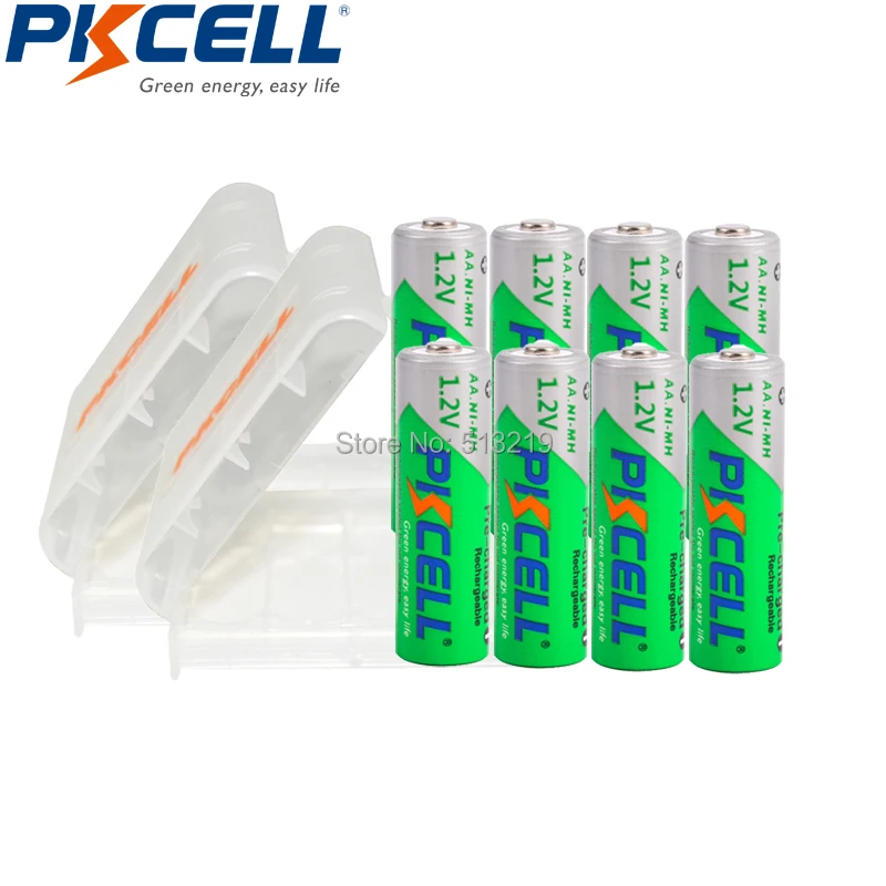 8 шт. PKCELL aa 2200 мАч 1,2 в Ni-MH AA Аккумуляторная батарея низкий саморазряд aa батареи и 2 шт. AA/AAA батареи коробка для хранения