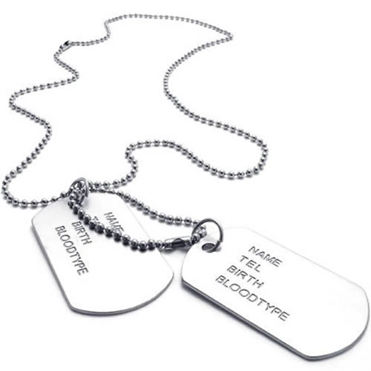 Мужская цепочка в армейском стиле 2 шт. с подвеской виде собачьей бирки