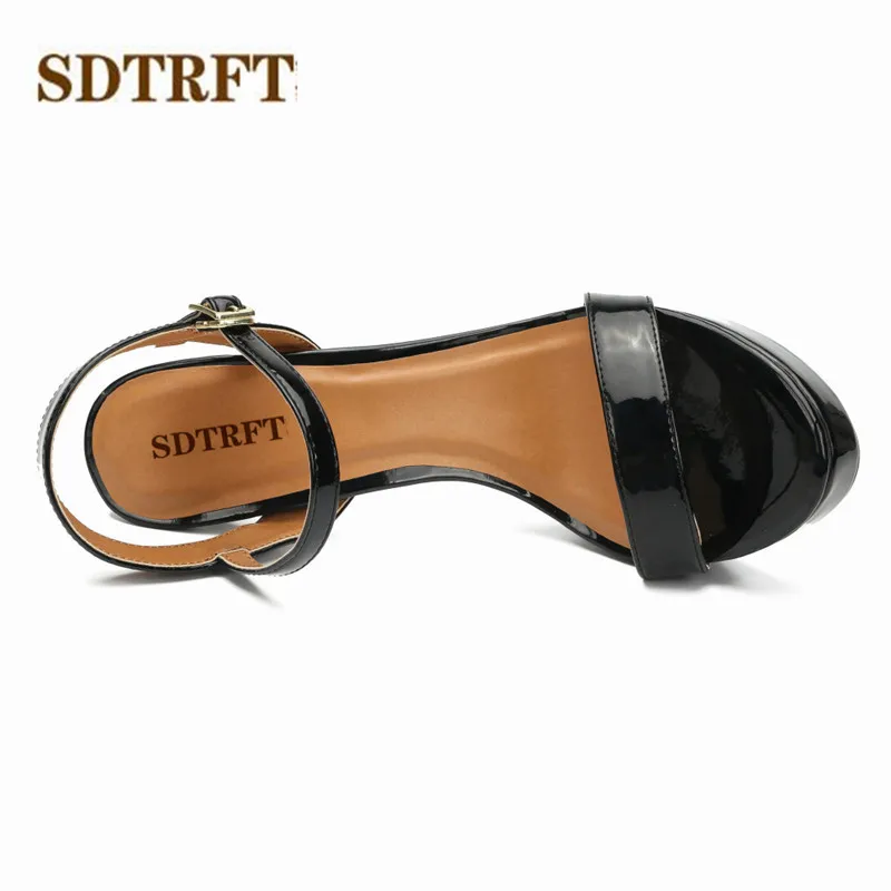 SDTRFT/US14, 15, 16, 17, 18, 19, женские босоножки для переодевания летние элегантные туфли на тонком высоком каблуке 14 см с узкими ремешками туфли-лодочки с открытым носком и пряжкой