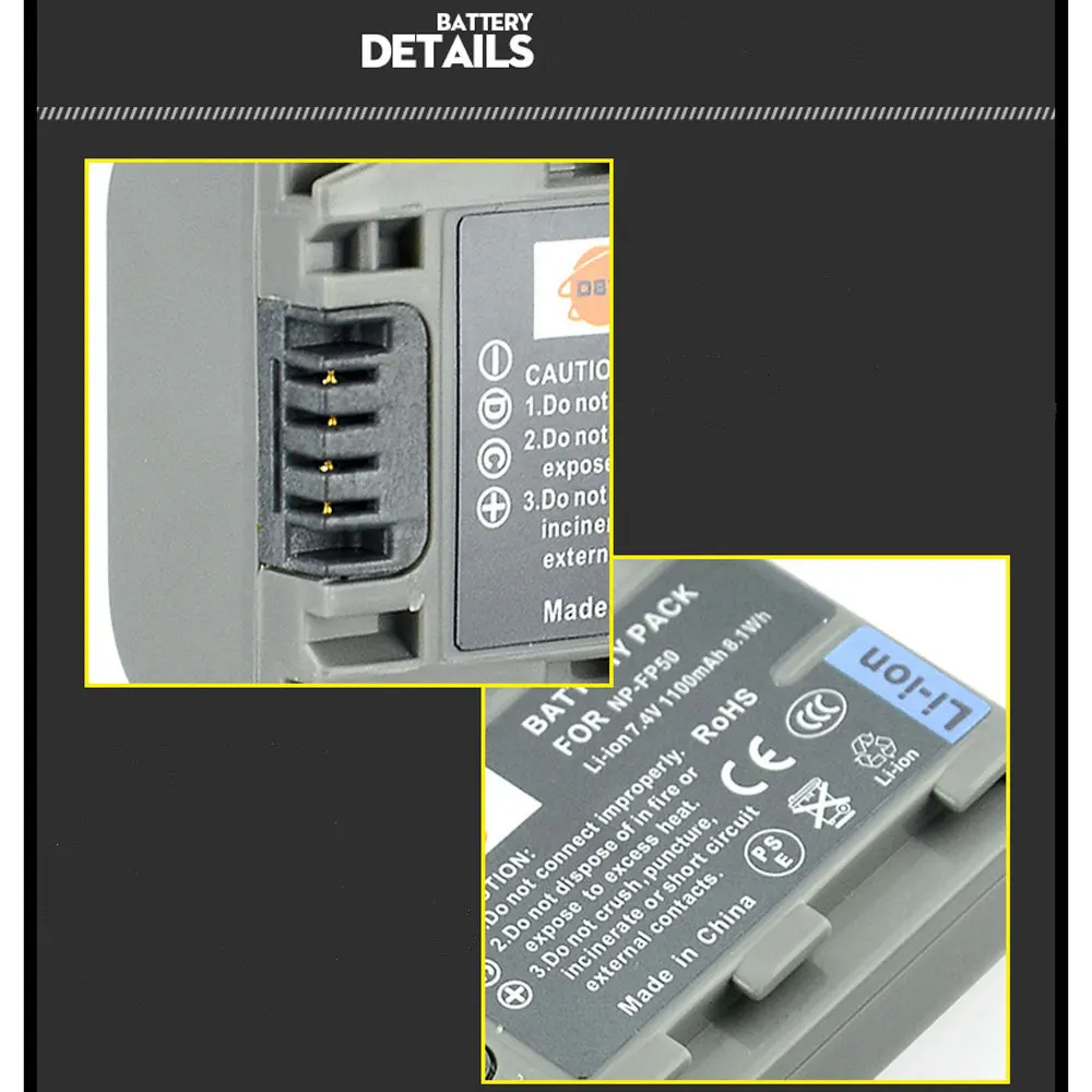 2/3*DSTE 1100mAh NP-FP50 NPFP50 FP30 Camera Battery+1*Charger for Sony DCR-HC21E DCR-HC30 40 43E 65 85 94E 96 DCR-SR30 HDR-cx190 |