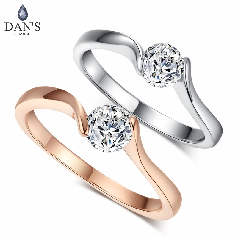 Обручальные кольца DAN'S ELEMENT с фианитом для женщин кольцо из розового золота