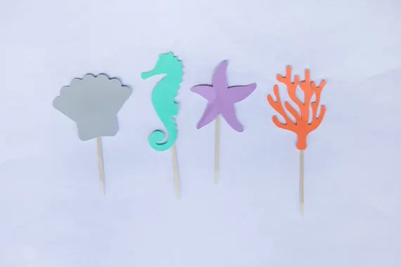 Пляж Морская жизнь силуэт для капкейка-вечерние выбирает baby shower Свадебные
