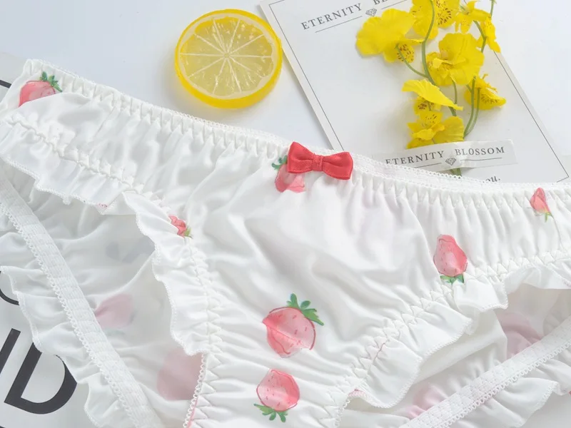 SP& CITY/трусы с узорами в виде клубники из мультфильма; бесшовное нижнее белье с бантом для милых девушек; женское нижнее белье для менструации; мягкое дышащее нижнее белье