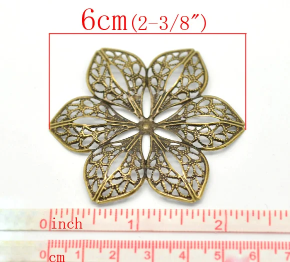 DoreenBeads с бронзовой филигранью под старину Цветочные Обертывания Разъемы 6x5,3 см(2-3/" x2-1/8"), продается за лот 30(B16294), иу