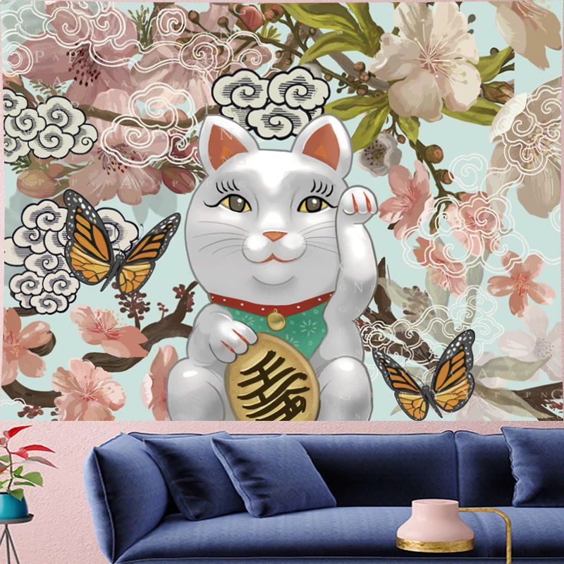 В японском стиле Зефир Lucky Cat гобелен из макраме детская комната cloud личность