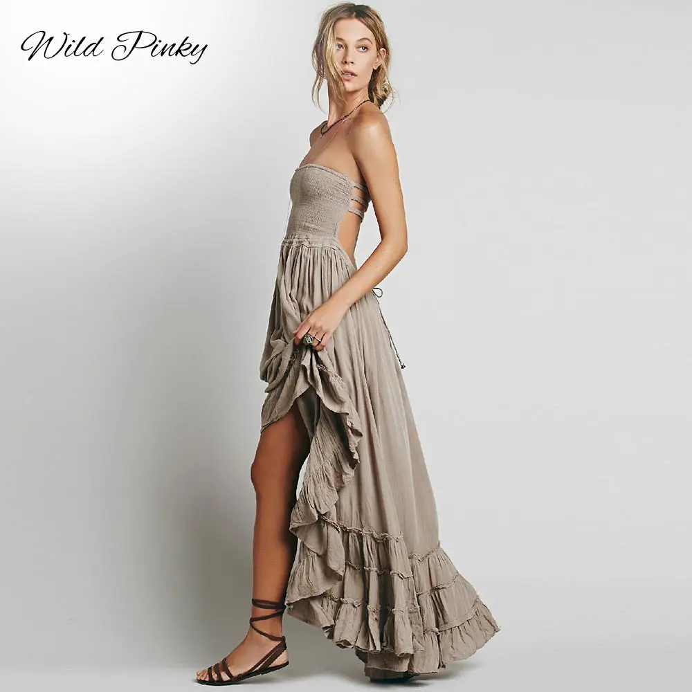 WildPinky 2021 сексуальное платье с цветочным принтом платья без бретелек Boho летнего