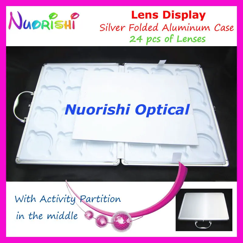 Портативный Серебристый алюминиевый 24 шт. оптические линзы образец дисплей