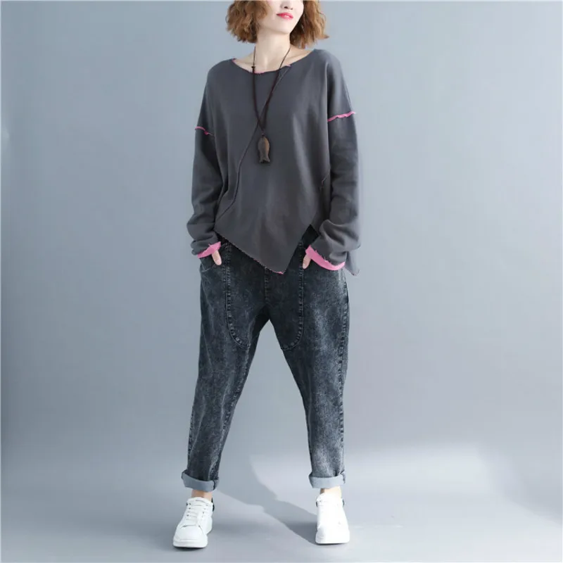 Twojstyle 2018 осенью новый Для женщин Swaetshirts Модные свободные большой Размеры длинный