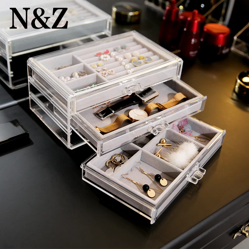 N& Z прозрачный акриловый ящик для хранения макияжа 3 ящика Дисплей Стенд Органайзер держатели шпилек с ювелирным лотком