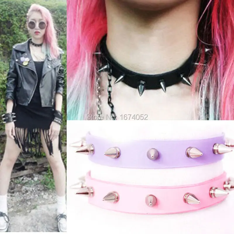 Модные ювелирные изделия ручной работы в стиле панк фетиш шипы воротник кожаный