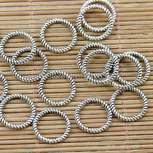 

34pcs tibetan silver color 13mm outter diameter round ring frame design EF1443