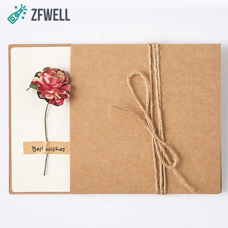 Zfwell 1 шт. оберточная бумага в винтажном стиле засушенные цветы поздравительная открытка «сделай сам» на день рождения, на свадьбу, на праздник, подарок поздравительная и пригласительная открытка supplies8
