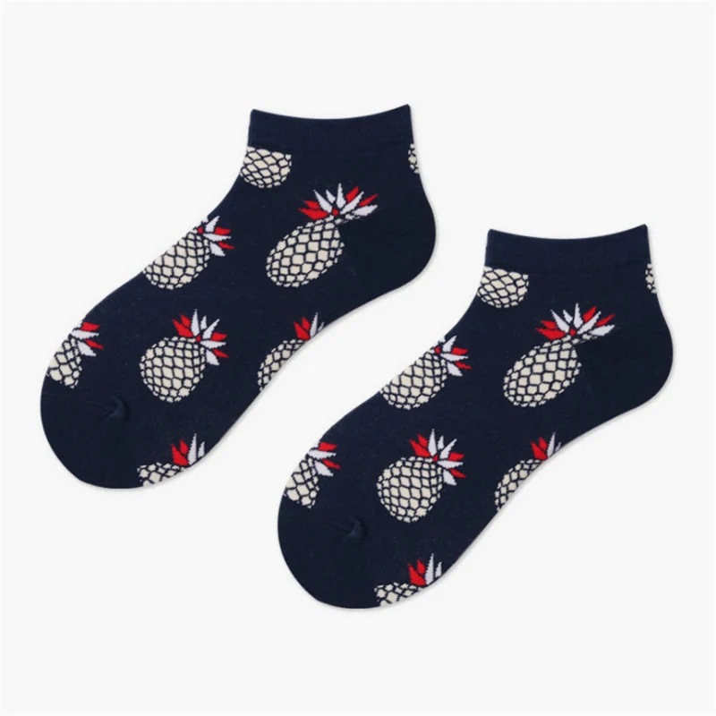 51138 Moda Socmark, брендовые летние трендовые счастливые мужские носки, хлопковые мужские носки-лодочки, забавные оригинальные носки в стиле Харадзюку, носки до щиколотки с фруктами - Цвет: 51138