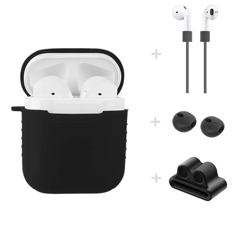 4 в 1 силиконовый чехол для наушников защитный Apple Airpod держатель защита от потери