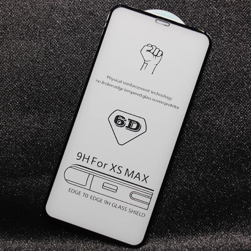 300 шт. DHL Для iphone XS Max XR 6D полное покрытие закаленное стекло твердость 9H изогнутые