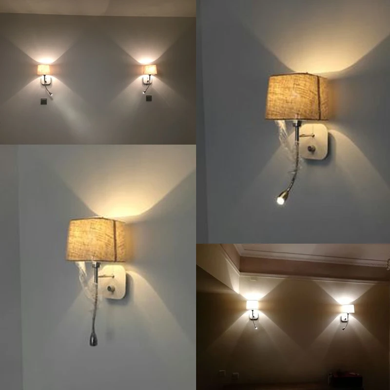 Отельная прикроватная настенная бра со светодиодной подсветкой для чтения