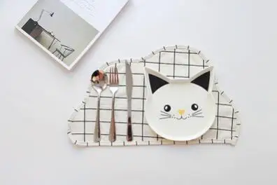 white grid CFen A's 1 шт. трикотажный коврик для стола в форме облака хлопковая салфетка детская подставка для обеденной тарелки подставки для напитков декор стола 47x28,5 см - Цвет: white grid