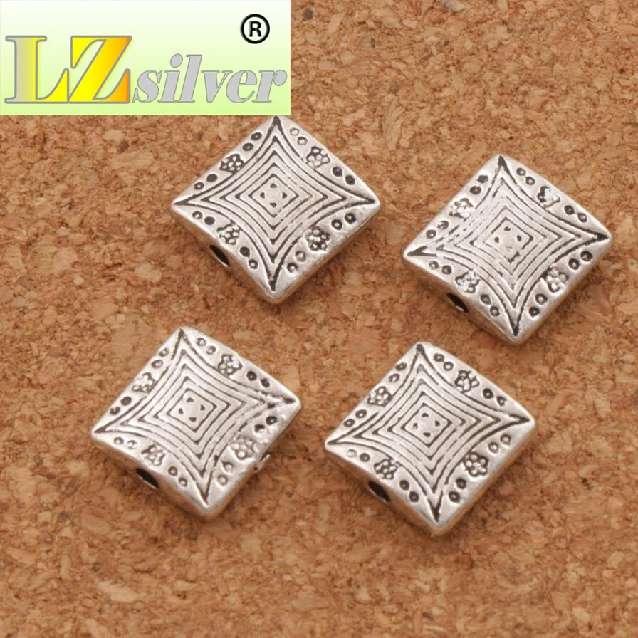 

Floral Curved Square Beads 9.8x9.8mm 200pcs zinc alloy Spacers Jewelry Findings L617