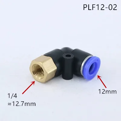 PLF12-02 PLF Пневматический 4-12 мм OD внутренняя резьба M5'' 1/8 ''1/4'' 3/8 ''1/2'' пневматический Женский Локоть соединитель труб воздушный толчок в фитинг - Цвет: PLF12-02