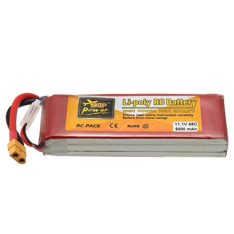 2 шт. ZOP power 11,1 В 6000 мАч 45C 3S Lipo батарея rechargeablett60 Разъем для Rc Радиоуправляемый автомобиль FPV Квадрокоптер самолет