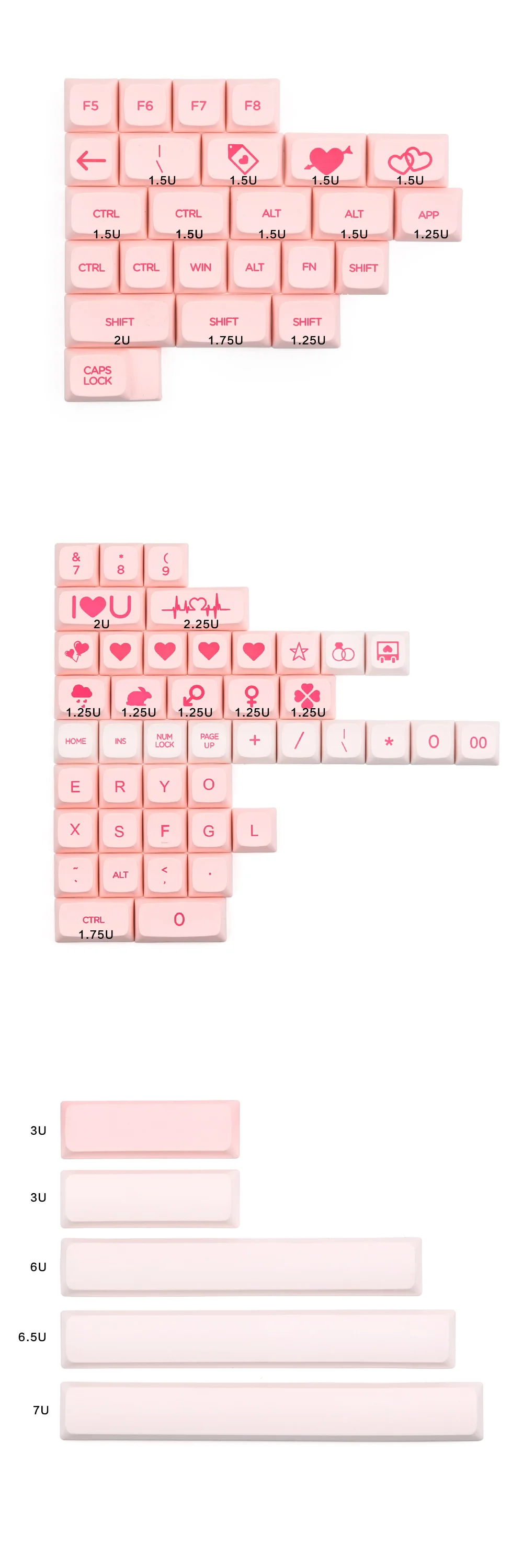 XDA Valentine keycap PBT краситель-подложка 179 клавиш для пользовательской механической клавиатуры подходит 96/104/108/Minila макет