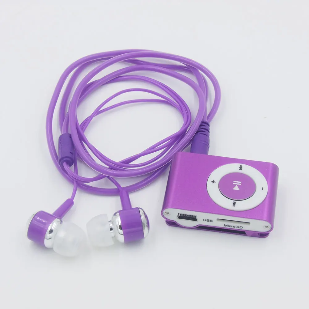 Purple Горячее предложение металлический портативный спортивный мини-клип walkman lettore mp3 музыкальный плеер с fasthion наушниками сумка для хранения рекламная упаковка - Цвет: Purple