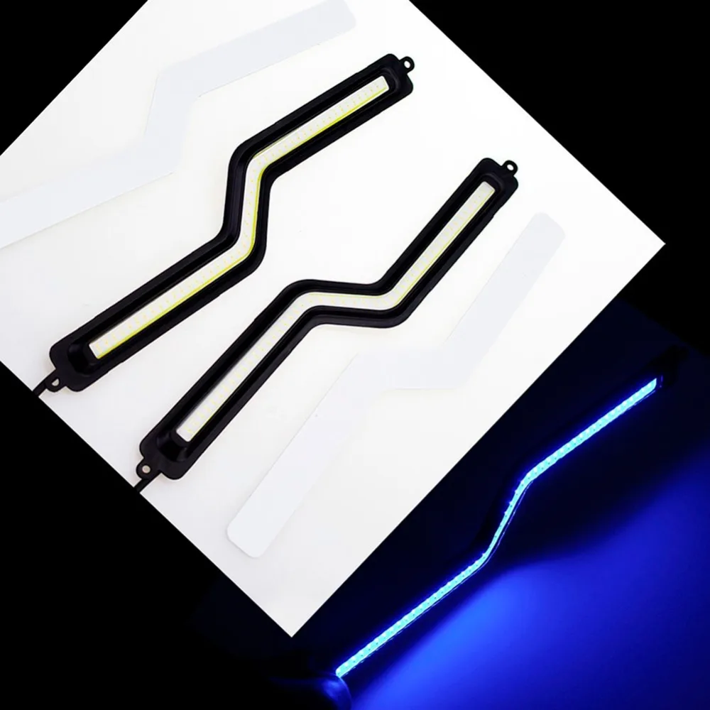 Car DRL Driving Daytime Running COB Z Shape Waterproof Lamp 12V Ultrathin Optional Color 2 Pieces LED Fog Light White | Автомобили и