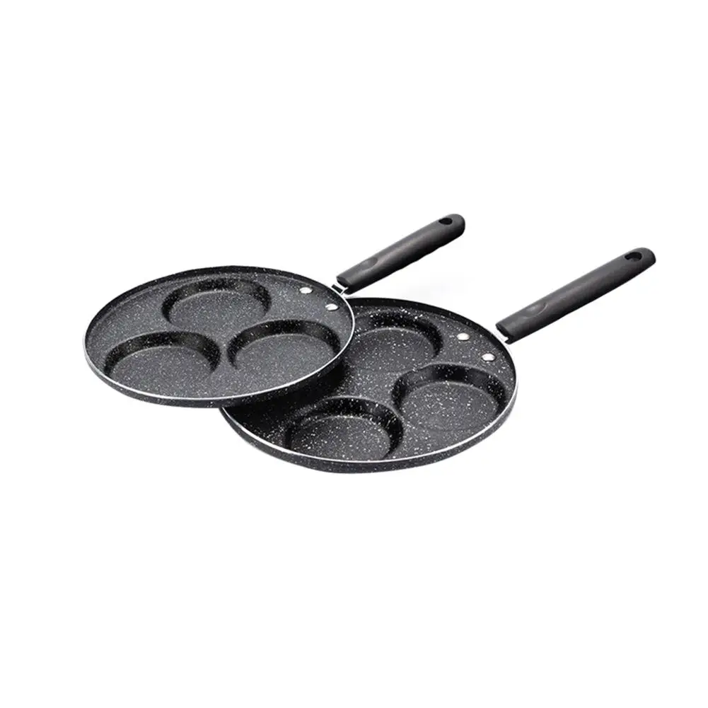 Yfashion Meifan Stone Egg Hamburg Non-stick Dumpling Frying Pan Mould Three-hole Dumpling-Black |