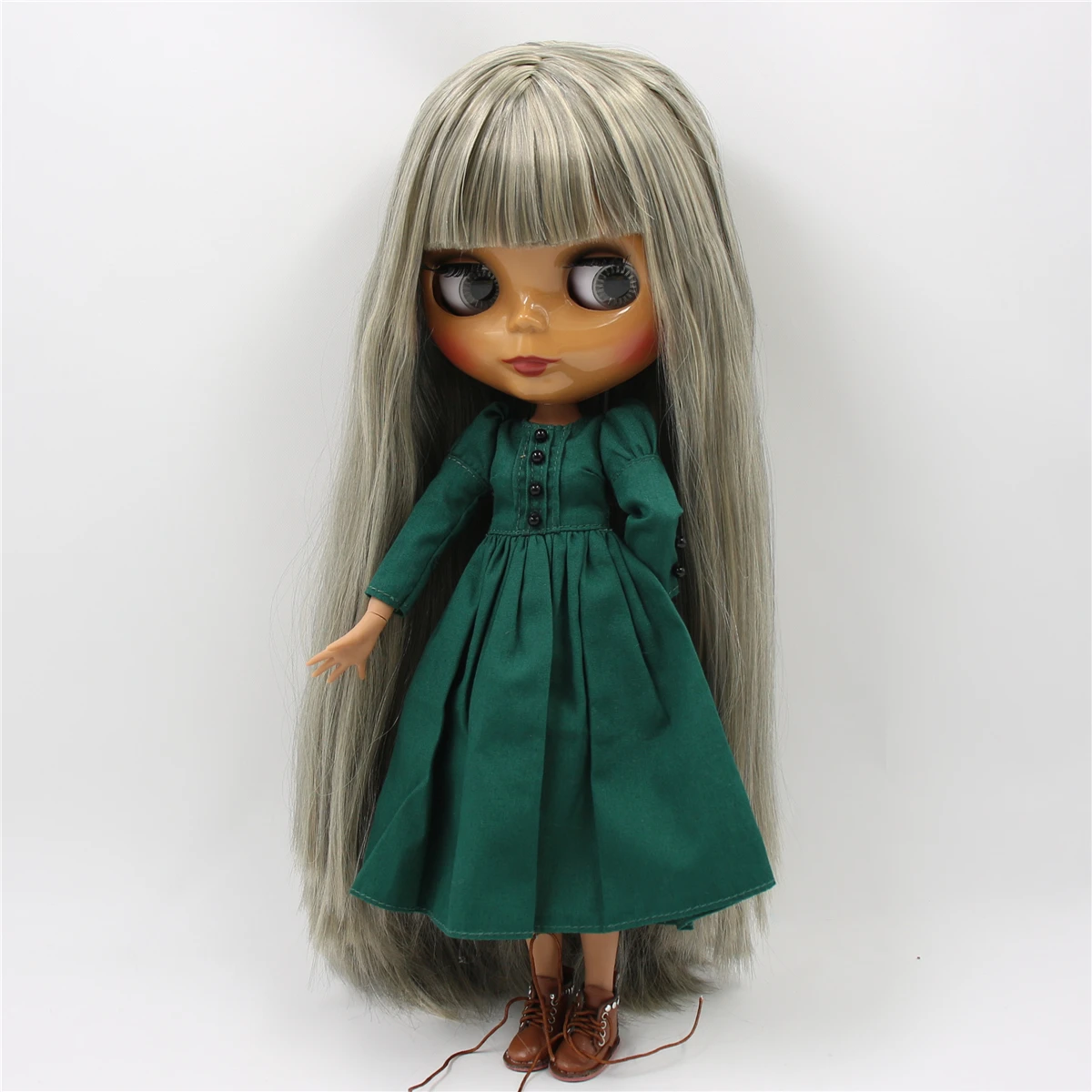Фабрика blyth кукла 1/6 bjd шарнир тела темная кожа матовое лицо фиолетовые волосы без