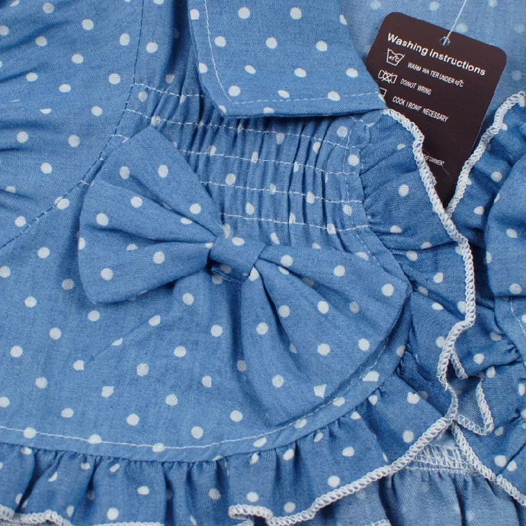 Новинка летние комплекты одежды для маленьких девочек платье в горошек с бантом