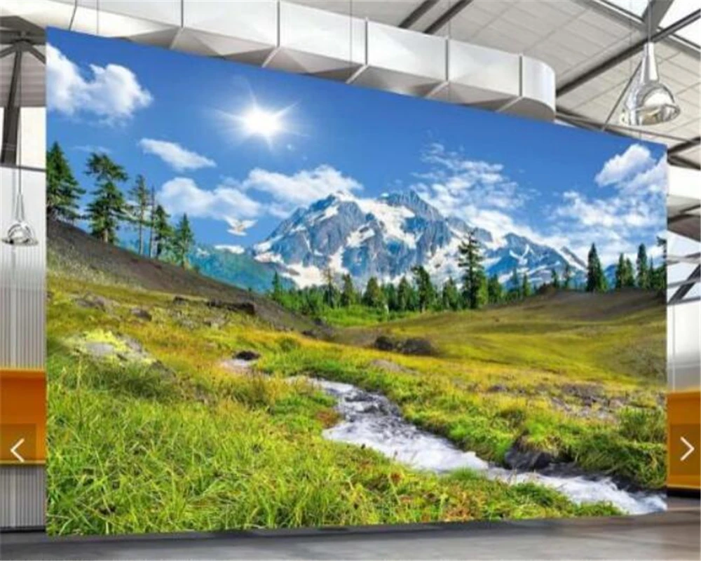Обои beibehang 3d фрески на заказ гостиная спальня HD Снежная гора плато пейзаж поток