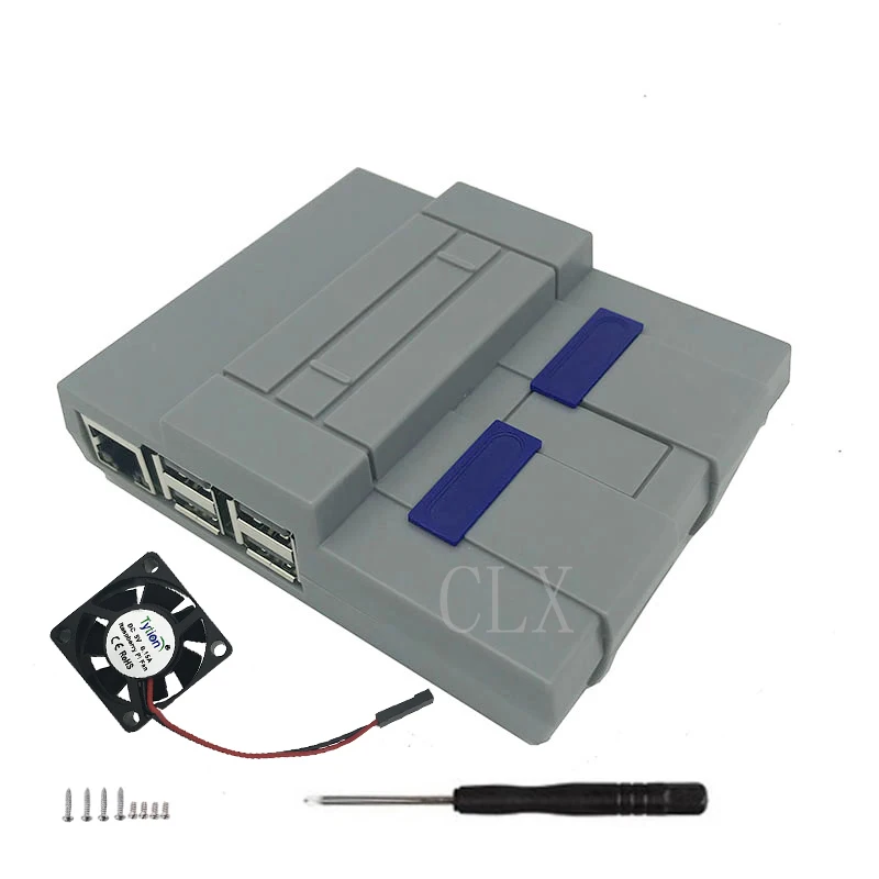 Чехол Raspberry Pi 3 B+ Mini NES style+ Cool Fan+ 2 игровые ручки для Raspberry Pi 3 Model B Plus, 3B, 2B и B+/NESPi чехол