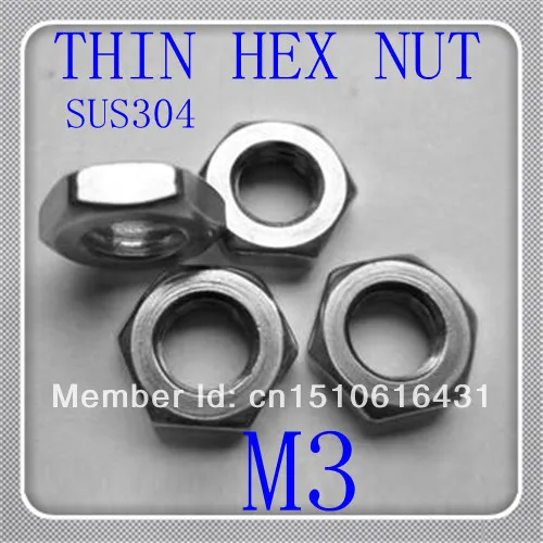

1000pcs High Quality Stainless Steel DIN439 M3 Hex Thin Nuts