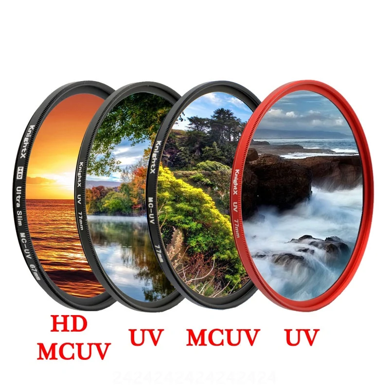 Фильтр для объектива камеры KnightX HD UV MCUV 49 52 55 58 62 67 72 77 мм canon eos sony nikon 500d 1200d комплект