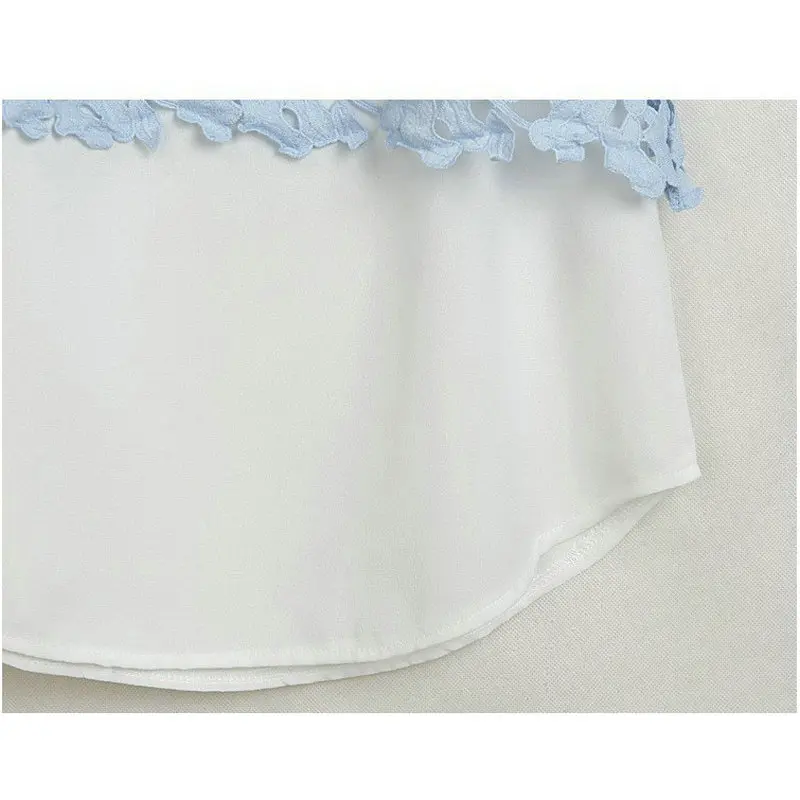 

women lace blouse Pure cotton lace hook flower bud silk chiffon unlined upper garment unlined upper garment two-piece render