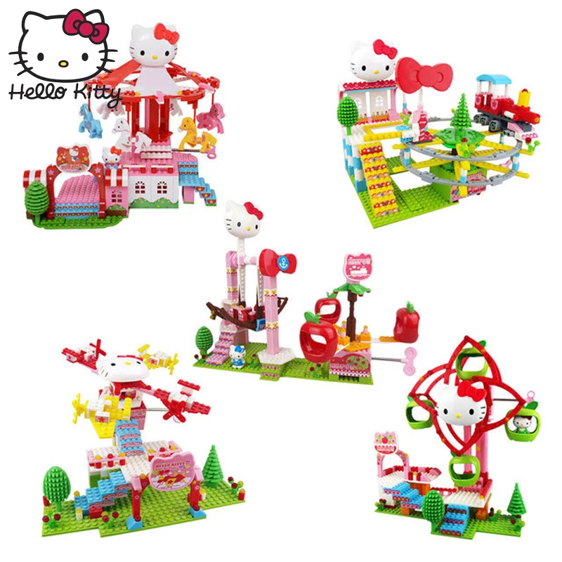 Hello kitty мини-блок парк развлечений кирпичные строительные блоки игрушки для детей