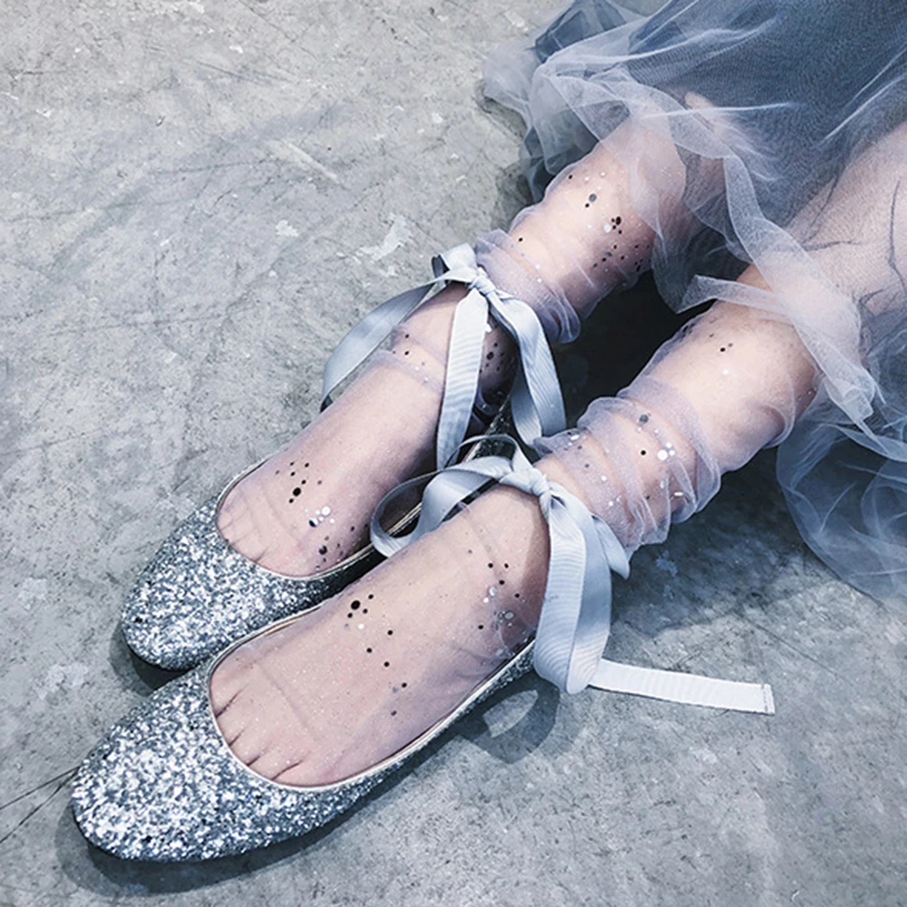 Harajuku сексуальные кружевные шифоновые носки с цветочным рисунком сетчатые