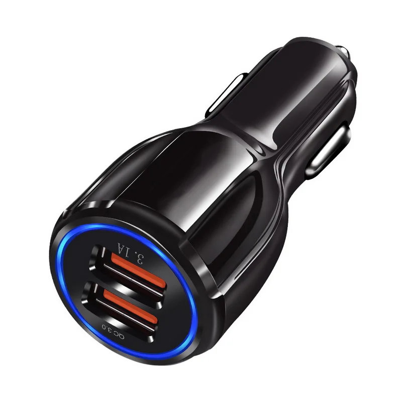 Быстрое Автомобильное зарядное устройство с двумя USB адаптерами QC3.0 A цифровое
