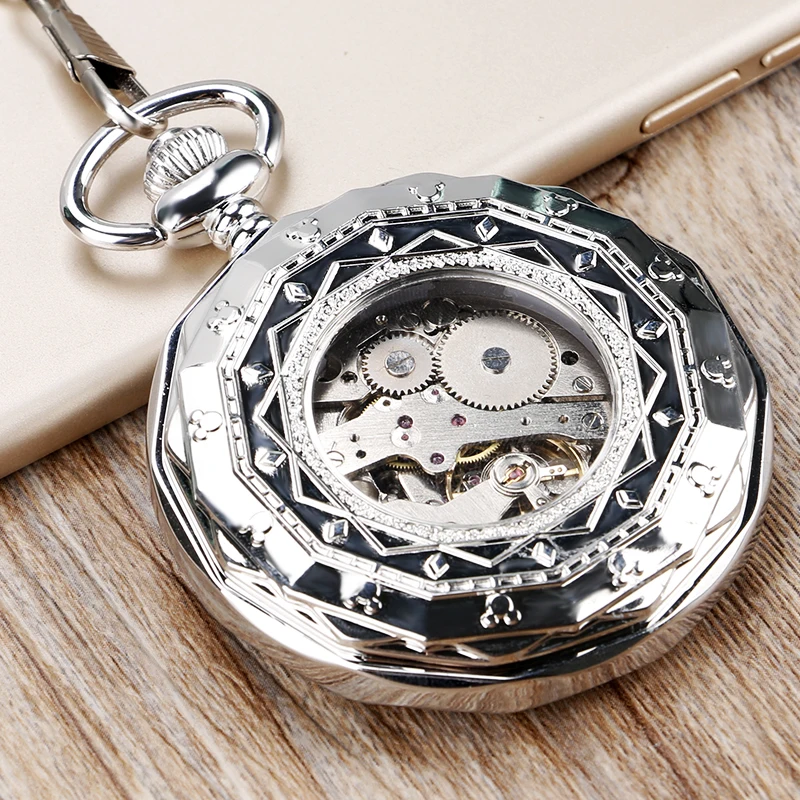 

Fob Mechanical Steampunk Pocket Watch Clock Hour Open Face Luxury Chain Stylish Xmas Gift Vintage Men Hand Winding Cool Pendant