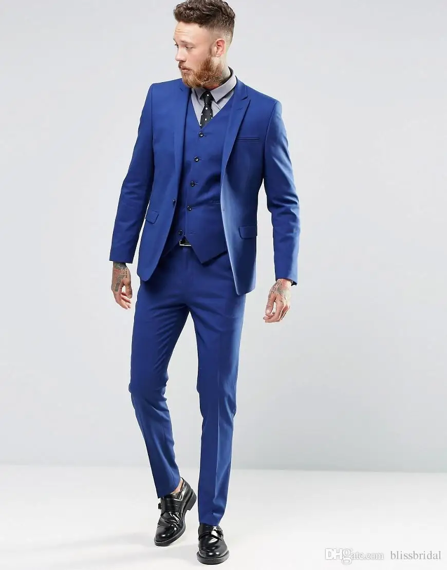 Свадебный костюм из 3 предметов yiwumensa Trajes Para Hombre Королевского синего цвета для