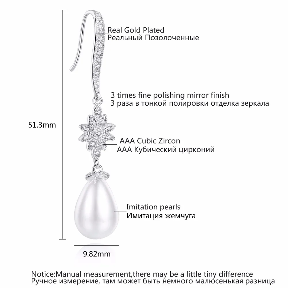 LUOTEEMI крупный искусственный жемчуг Блестящий серьги в форме капли воды
