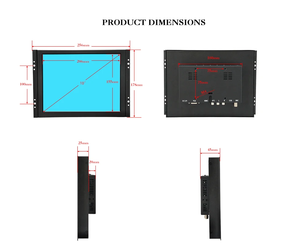 ZK100TN-V59/10 дюймов 800x600 4:3 BNC HDMI VGA металлический корпус Встроенный Открытый каркас настенный промышленный монитор ЖК-экран