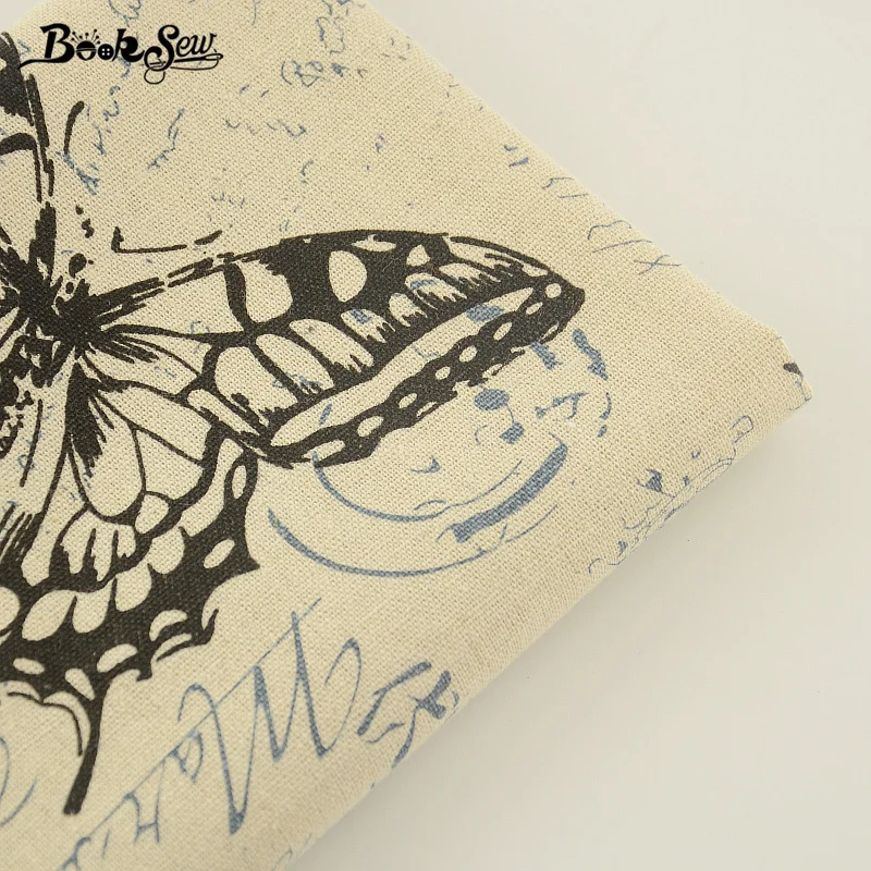 Тканевая ткань с изображением бабочек для шитья и квилтинга из хлопка льна