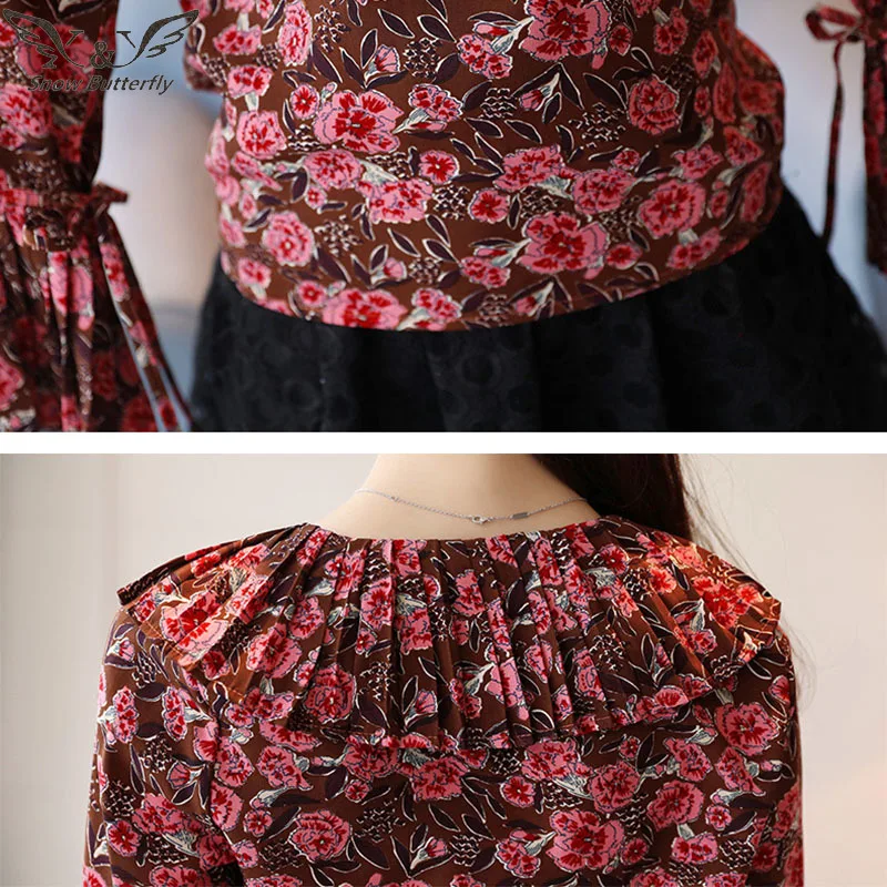 Women Clothes 2019 Chiffon Top Fashionable Female Long Sleeve Shirt Stylish Korean Fashion Woman Floral Blouse Women's 546 |