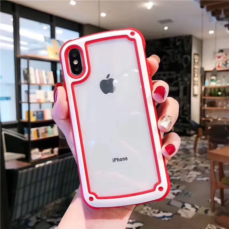 Защитный бампер для телефона с рамкой ярких цветов iPhone 6 7 8 Plus X XS XR XSMax задняя