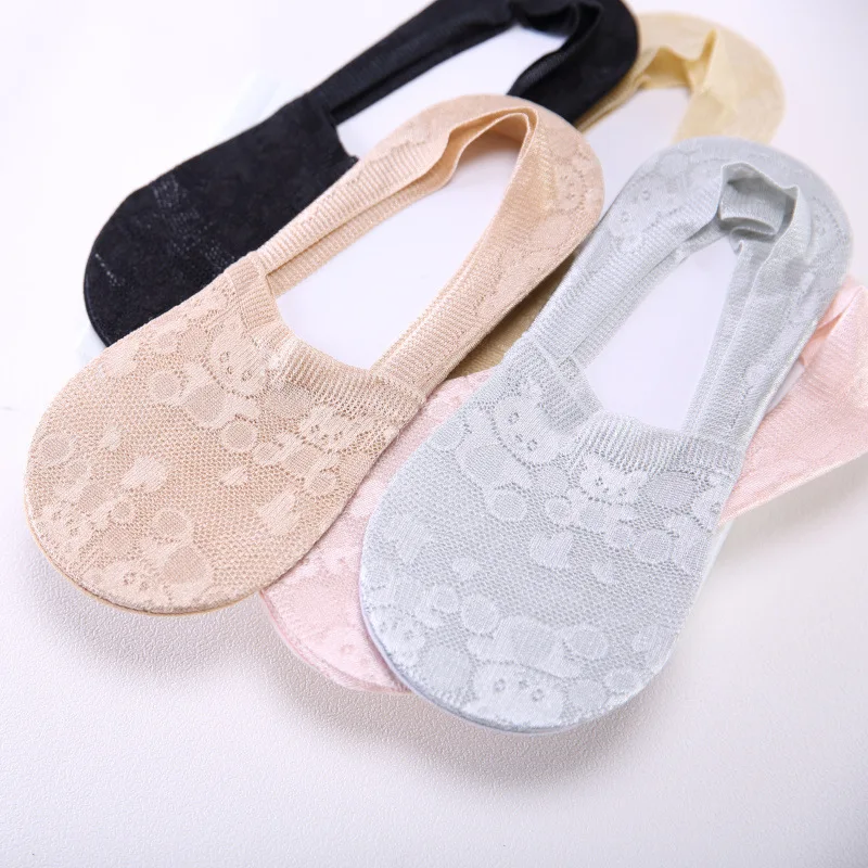 Summer Boat Socks Cute Women Silicone Anti-slip No Show Korean Style Low Cut Sexy Lace Mesh Invisible Sock Skarpetki Niski | Женская