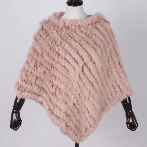 khaki Новинка, женское весенне-осеннее вязаное пончо из натурального кроличьего меха, шарфы, шаль из натурального кроличьего меха, Пашмина, опт и розница - Цвет: khaki